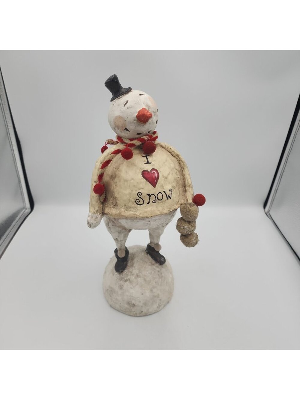 Vintage esc trading company snowman I Love Snow 13" Resin Christmas Winter